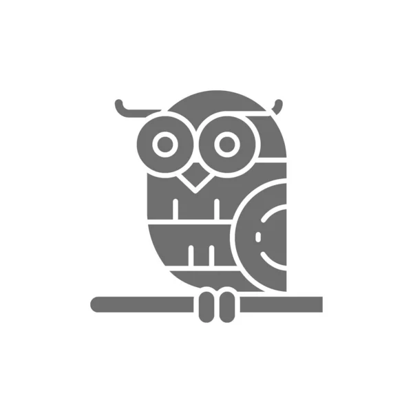 Pájaro, búho gris icono. Aislado sobre fondo blanco — Vector de stock