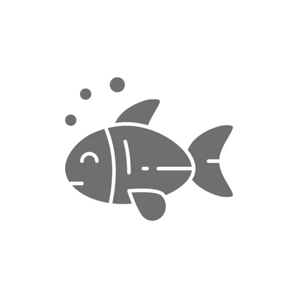 Pescado, mascota, animal icono gris. Aislado sobre fondo blanco — Vector de stock