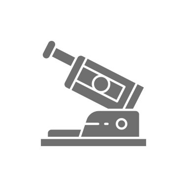 Göz muayenesi cihazı gri simgesi. Beyaz arkaplanda izole