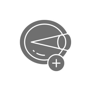 Vektör hiperopisi, göz hastalığı, astigmatizm gri simgesi.