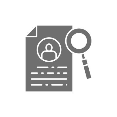Özgeçmiş, iş arama, istihdam, çalışan profili gri simge.
