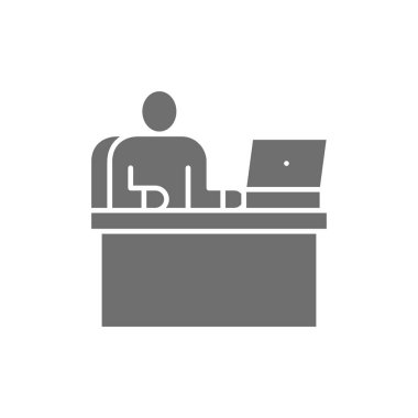 İş yerindeki adam, ofis çalışanı, patron Grey ikonu..