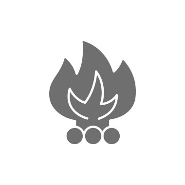 Vektör şenlik ateşi, atık yakma, çöp gri simgesi.