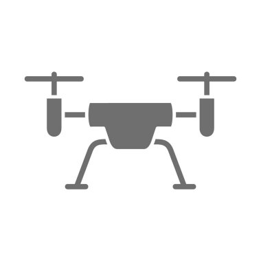 Uçan İHA gri simgesi. Beyaz arkaplanda izole