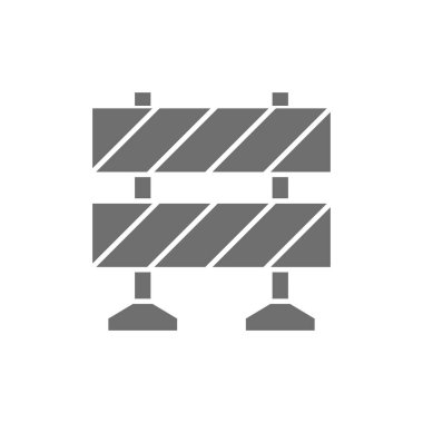 Demiryolu bariyeri, barikat gri simgesi. Beyaz arkaplanda izole