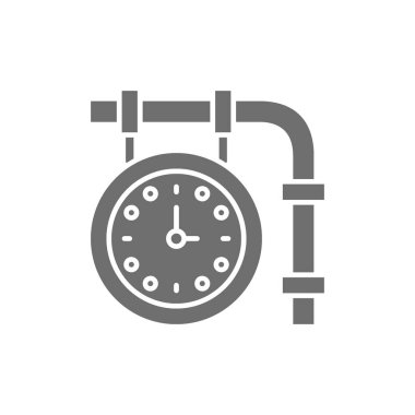 Tren istasyonu saati, tren platformu zamanı gri simge.