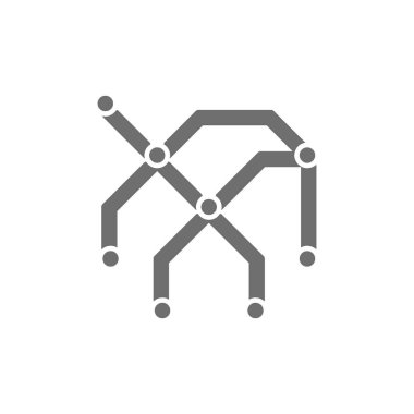 Metro haritası, tren istasyonları, metro gri simgesi.