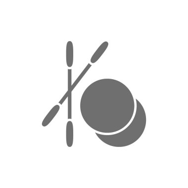 Kulaklar yapışır, pamuk çubukları ve gri pedler.