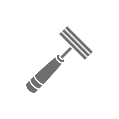 Tek kullanımlık jilet, tıraş makinesi gri simgesi. Beyaz arkaplanda izole