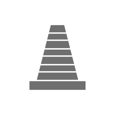 Trafik konisi gri simgesi. Beyaz arkaplanda izole