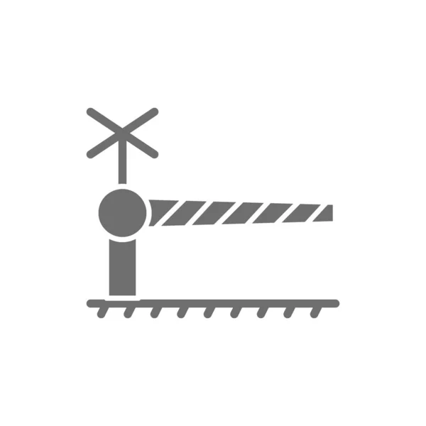 Passagem ferroviária com barreira, ícone de linha de portão de segurança . — Vetor de Stock