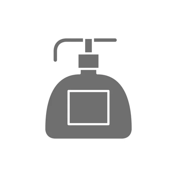 Flüssigseifenspender, kosmetische Plastikflasche graues Symbol. — Stockvektor