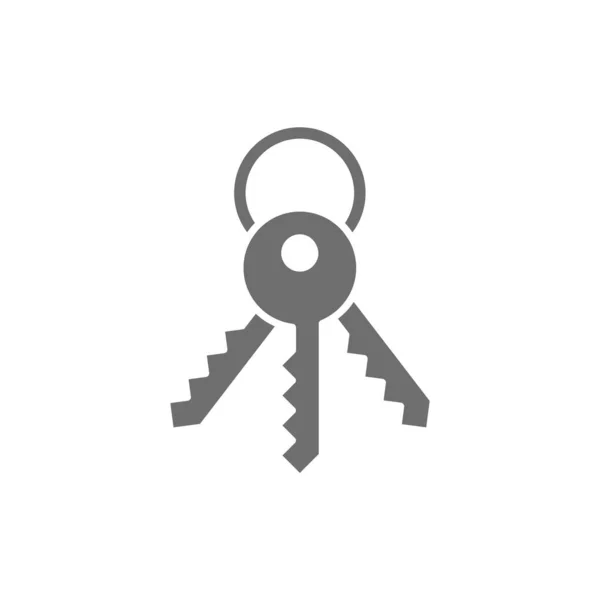 Κλειδιά σπιτιού, σύμβολο ασφαλείας γκρι εικονίδιο. Απομονωμένα σε λευκό φόντο — Διανυσματικό Αρχείο