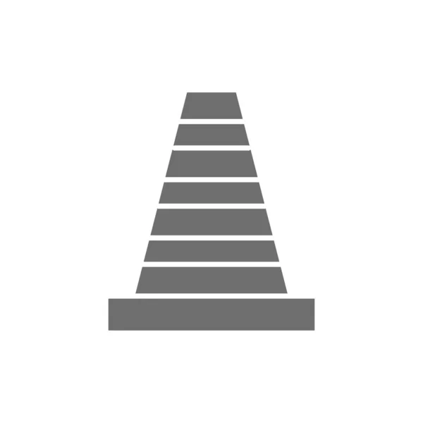 Icona grigio cono stradale. Isolato su sfondo bianco — Vettoriale Stock