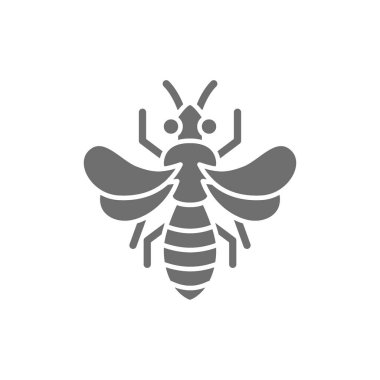 Bal arısı, arıcı gri ikon. Beyaz arkaplanda izole