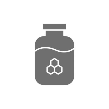 Bal dolu cam kavanoz, arıcı gri simge.