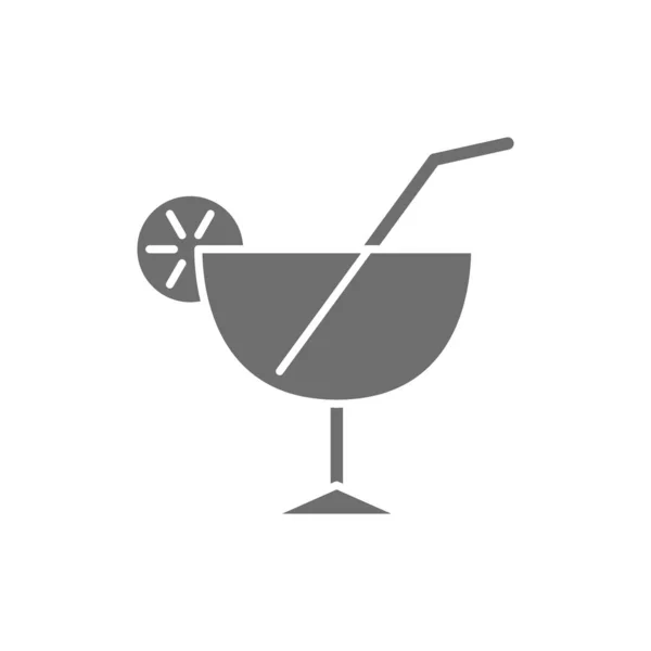 Cocktail glass grey icon. Isolated on white background — Stock Vector