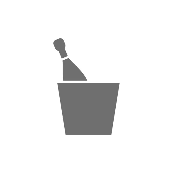 Seau avec icône de ligne de bouteille. Isolé sur fond blanc — Image vectorielle