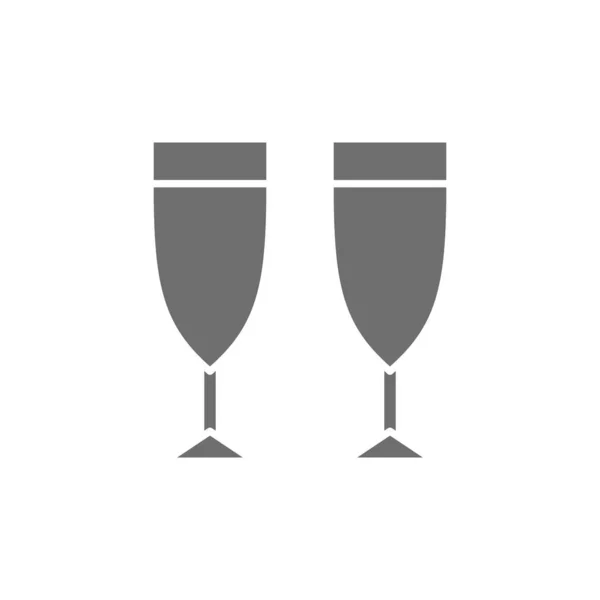 Champagne verres icône grise. Isolé sur fond blanc — Image vectorielle