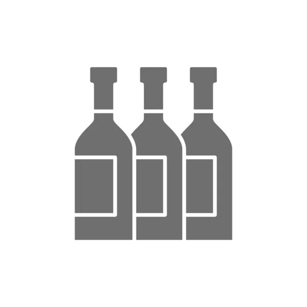 Vektorflasker, vin, alkohol, champagnegrått ikon. – stockvektor