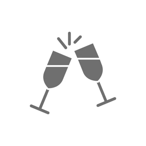Deux verres cliquent icône grise. Isolé sur fond blanc — Image vectorielle