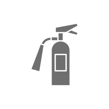 Yangın söndürücü, itfaiyeci ekipmanları gri simge. Beyaz arkaplanda izole