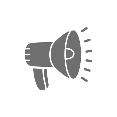 Hoparlör, megafon gri simge. Beyaz arkaplanda izole