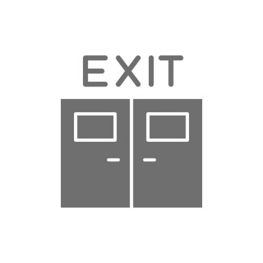 Acil çıkış kapısı simgesi. Beyaz arkaplanda izole