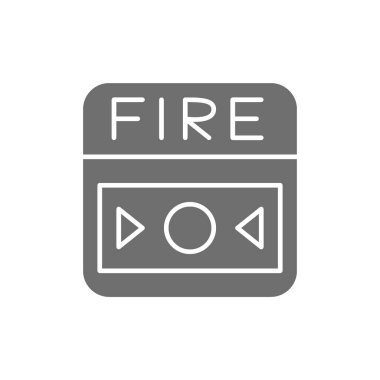 Yangın alarmı sistemi, gri düğme simgesi. Beyaz arkaplanda izole