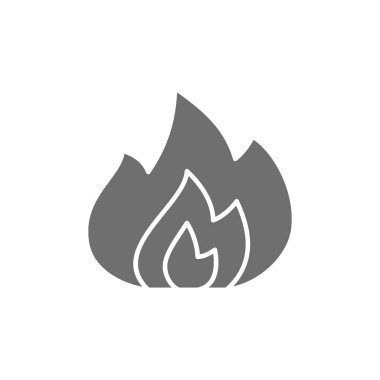 Alevler, gri simgeyi ateşleyin. Beyaz arkaplanda izole