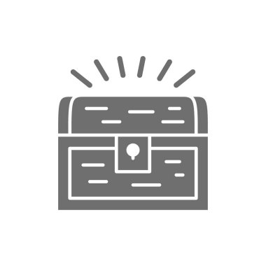 Hazine sandığı gri simgesi. Beyaz arkaplanda izole