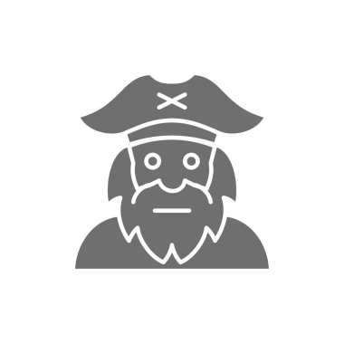 Kaptan, denizci, korsan, ihtiyar gri simge.