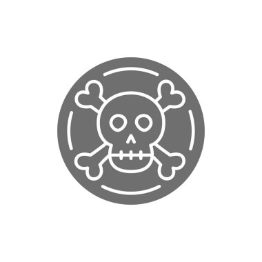 Korsan madeni para, İspanyol altını, hazine gri ikonu. Beyaz arkaplanda izole