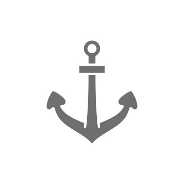 Çapa, denizcilik gri simgesi. Beyaz arkaplanda izole