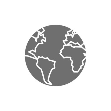 Dünya, dünya, gri ikon gezegeni. Beyaz arkaplanda izole