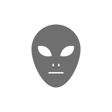 Uzaylı kafa gri simgesi. Beyaz arkaplanda izole