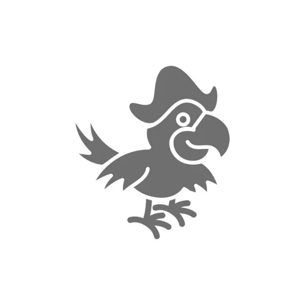 Loro pirata, ícono gris pájaro Ara. Aislado sobre fondo blanco — Vector de stock