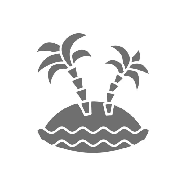 Île déserte avec icône gris palmiers. — Image vectorielle