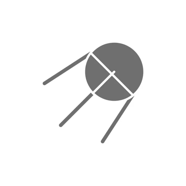 Sputnik, icono gris cohete. Aislado sobre fondo blanco — Vector de stock