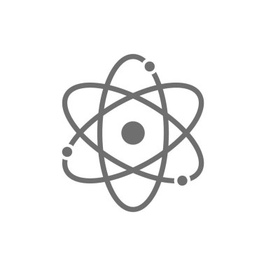 Atom, gri molekül ikonu. Beyaz arkaplanda izole