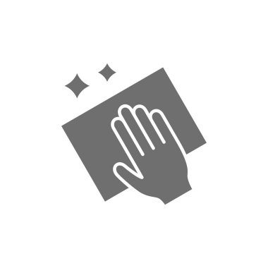 Paçavra gri simgesiyle temizliyorum. Beyaz arkaplanda izole