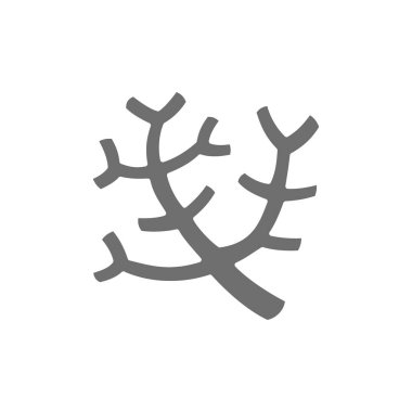 Deniz mercanları, deniz yosunu gri simgesi. Beyaz arkaplanda izole