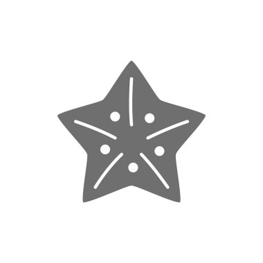 Denizyıldızı, deniz canlıları gri simge. Beyaz arkaplanda izole