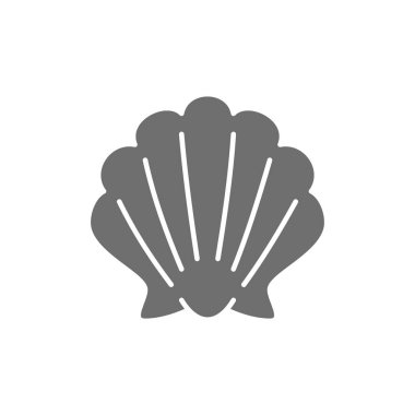 Kabuk, deniz kabuğu gri simgesi. Beyaz arkaplanda izole