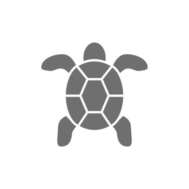 Kaplumbağa, su hayvanlarının gri simgesi. Beyaz arkaplanda izole