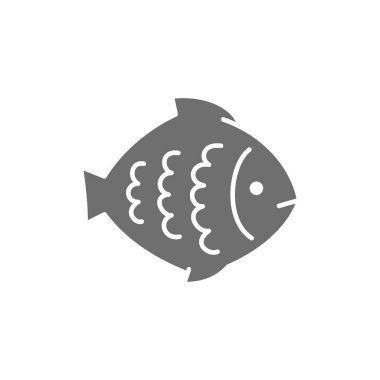Vektör dil balığı, balık, su hayvanı gri simgesi.