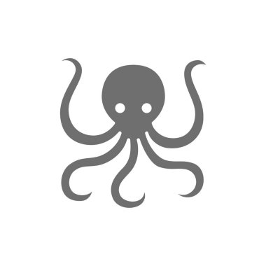 Ahtapot gri simgesi. Beyaz arkaplanda izole