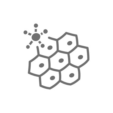 Virüs hücre gri simgesine saldırır. Beyaz arkaplanda izole