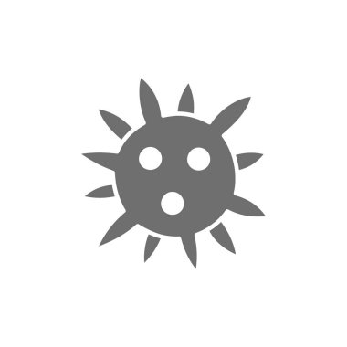 Virüs, bakteri gri simgesi. Beyaz arkaplanda izole