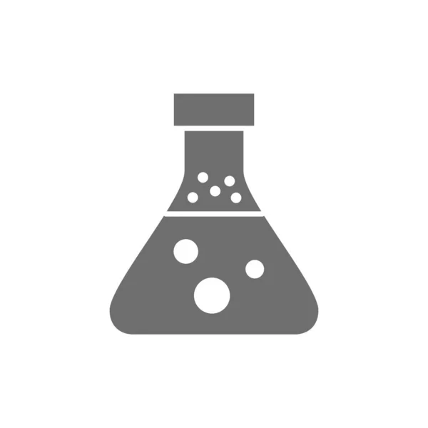 Experimentierkolben, graues Symbol im Reagenzglas. — Stockvektor